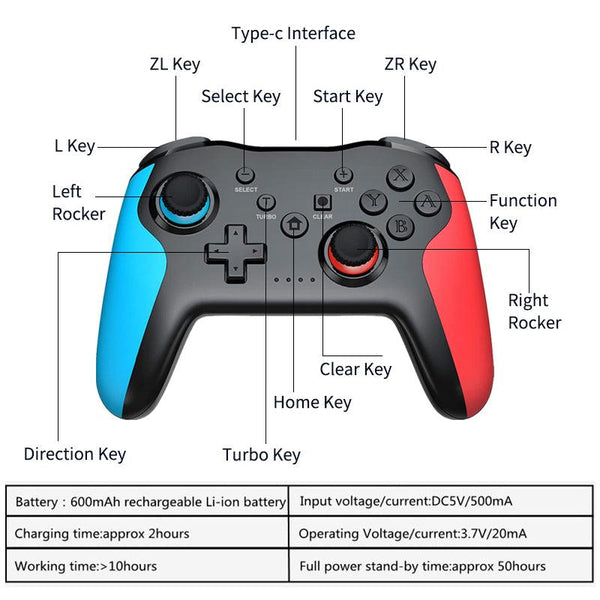 Bluetooth 2.4G Wireless Controller Switch Pro PC TV Box Smart Phone Tablet PS3 Tesla Shock Joystick Gamepad - carbinjoy