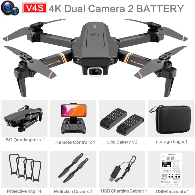 V4 WIFI FPV Drone WiFi live video FPV 4K/1080P HD Wide Angle Camera Foldable Altitude Hold Durable RC Quadcopter - carbinjoy