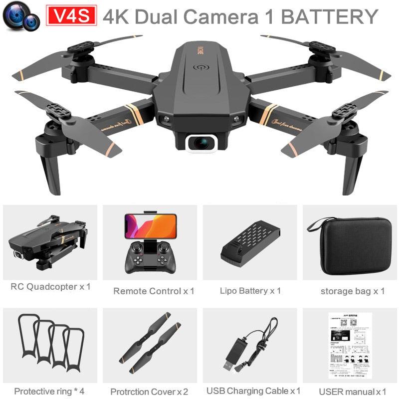 V4 WIFI FPV Drone WiFi live video FPV 4K/1080P HD Wide Angle Camera Foldable Altitude Hold Durable RC Quadcopter - carbinjoy