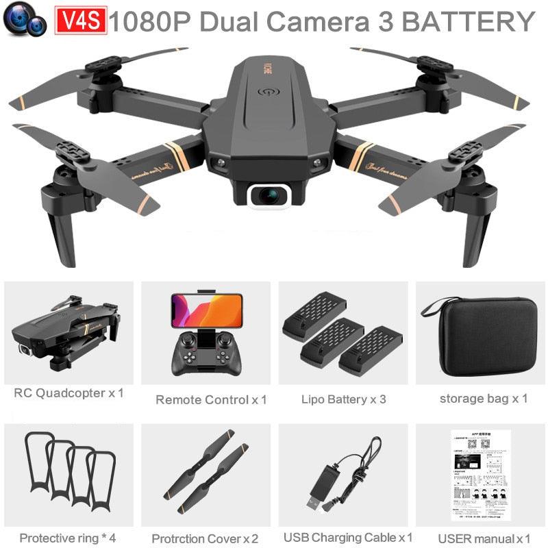 V4 WIFI FPV Drone WiFi live video FPV 4K/1080P HD Wide Angle Camera Foldable Altitude Hold Durable RC Quadcopter - carbinjoy