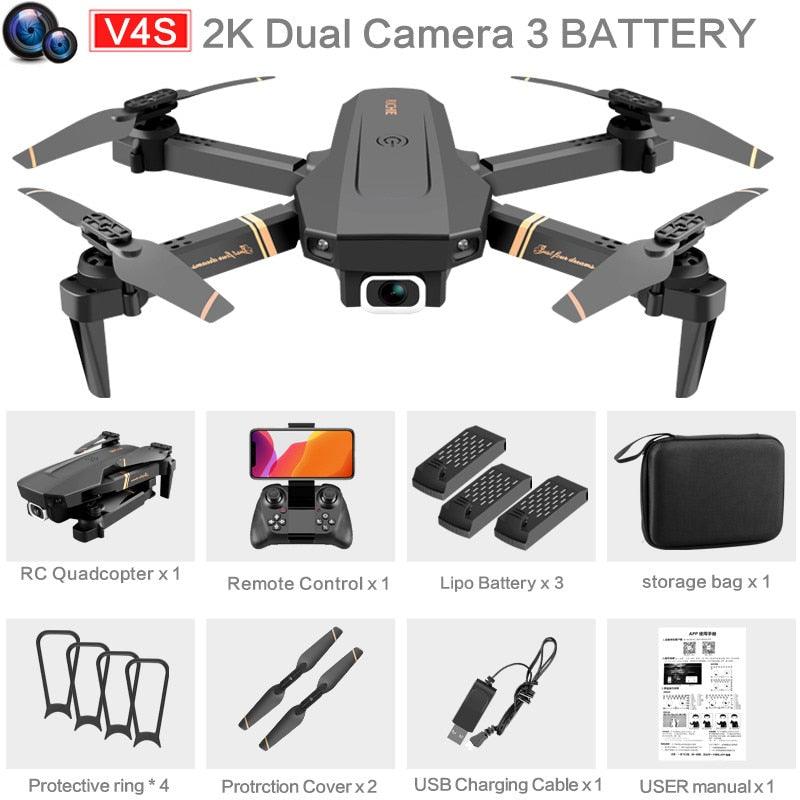 V4 WIFI FPV Drone WiFi live video FPV 4K/1080P HD Wide Angle Camera Foldable Altitude Hold Durable RC Quadcopter - carbinjoy