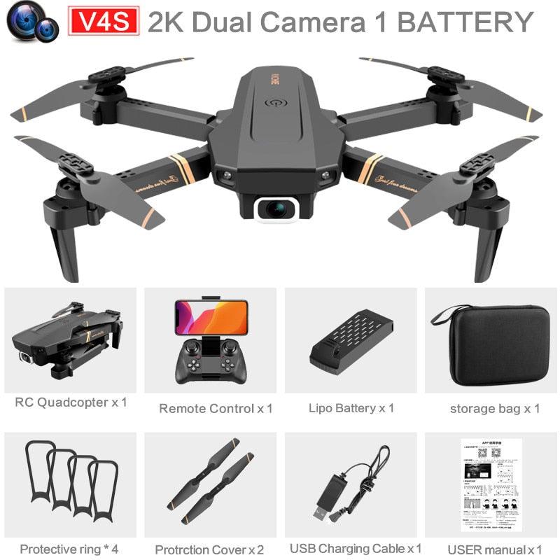 V4 WIFI FPV Drone WiFi live video FPV 4K/1080P HD Wide Angle Camera Foldable Altitude Hold Durable RC Quadcopter - carbinjoy